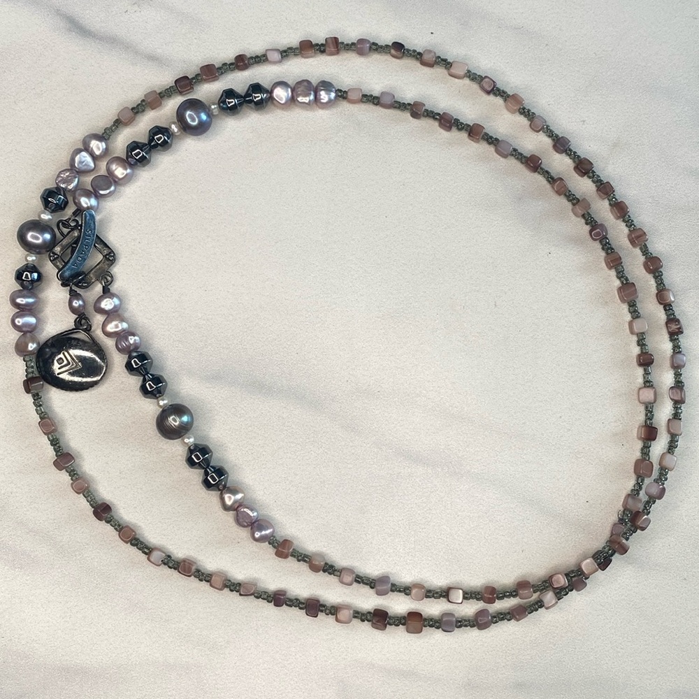 Silpada sterling silver, pearl & hematite toggle clasp‎ necklace 34"